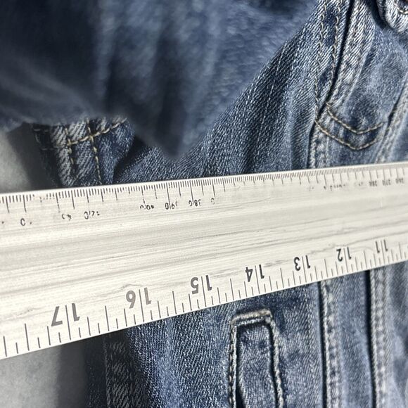 American Eagle Jean Jacket Denim Light Medium Wash Semi-Cropped Western M - Picture 10 of 15